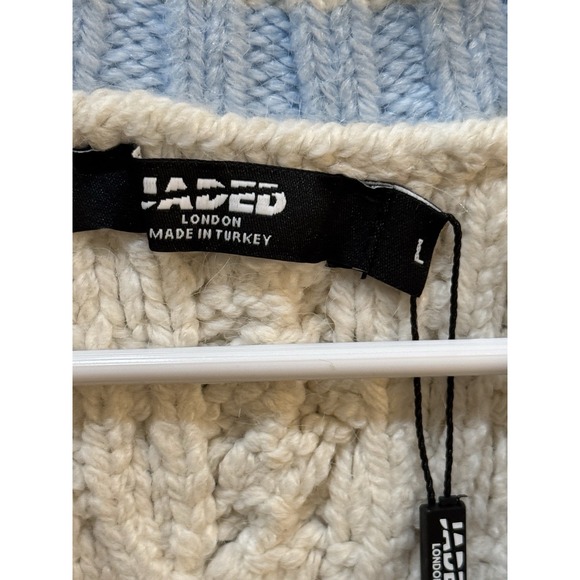 Jaded London‎ Ecru Knitted Vest Cable Knit Preppy Tennis Streetwear Size Large - Picture 5 of 9